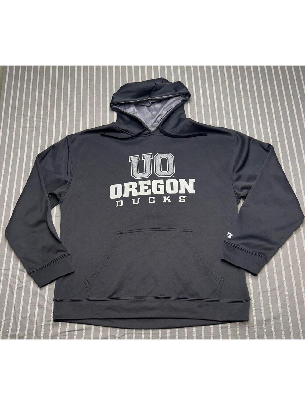 Mens Black Oregon Ducks Hoodie Russell Size Large